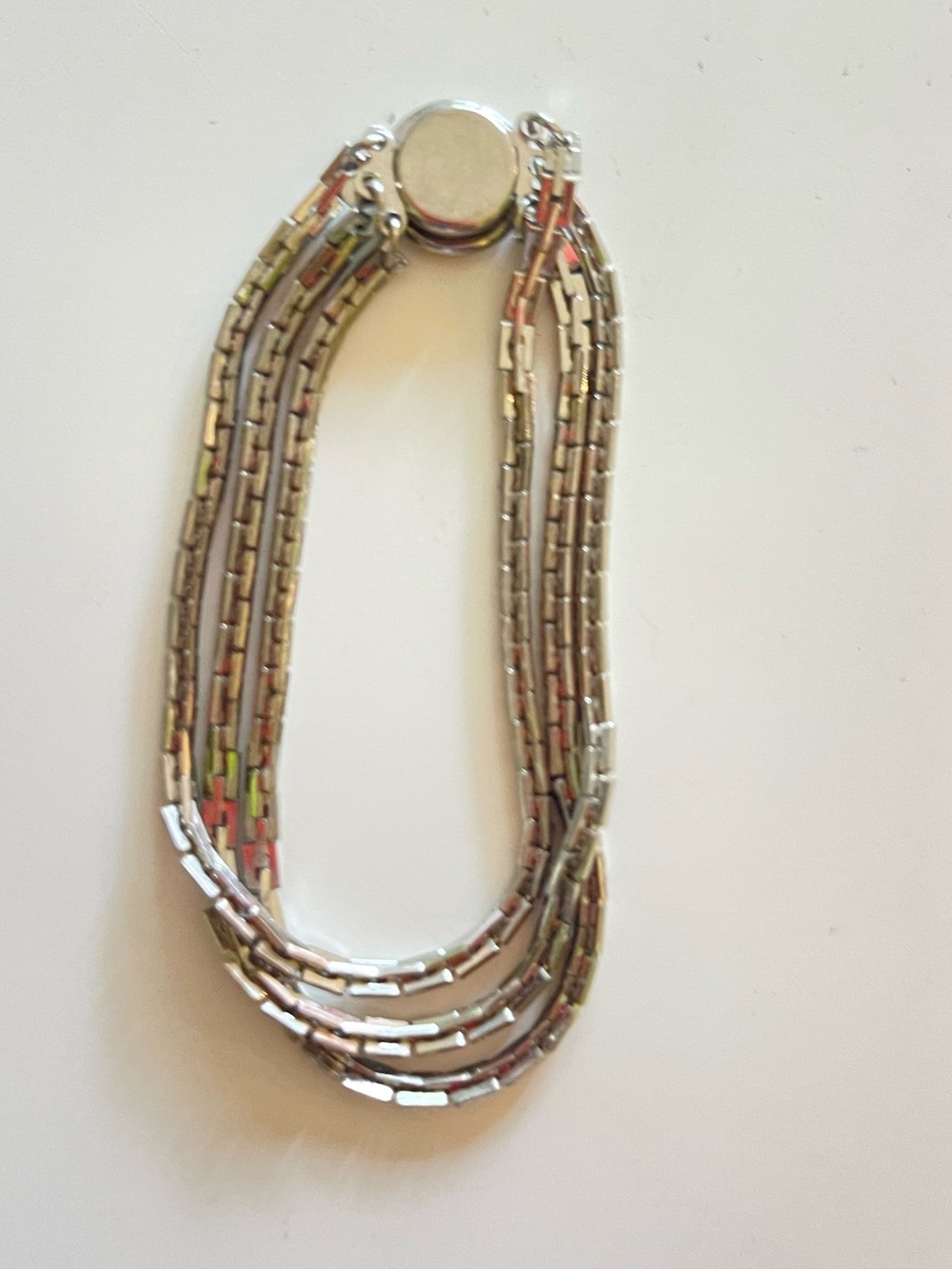 Multi-Strand Silver Magnetic Clasp Necklace - Women Jewelry